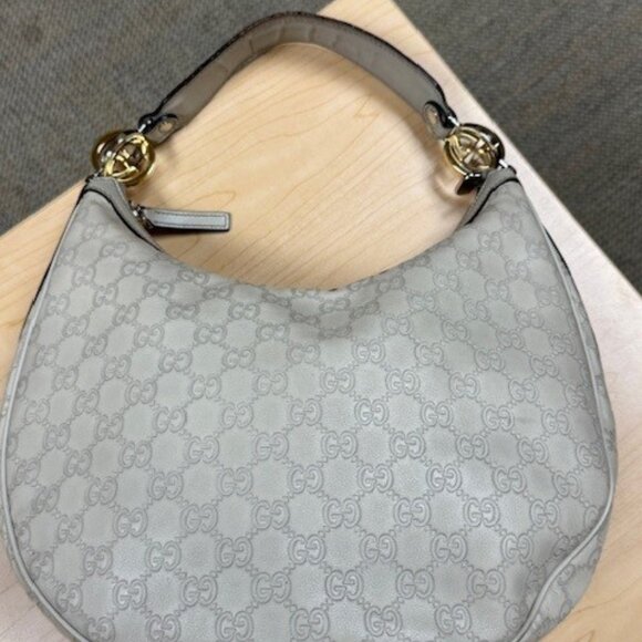 Rare.. Cream Gucci Medium Guccissima Twins  Interlocking Hobo Bag - Picture 1 of 10